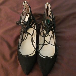 Suede Lace-up Flats
